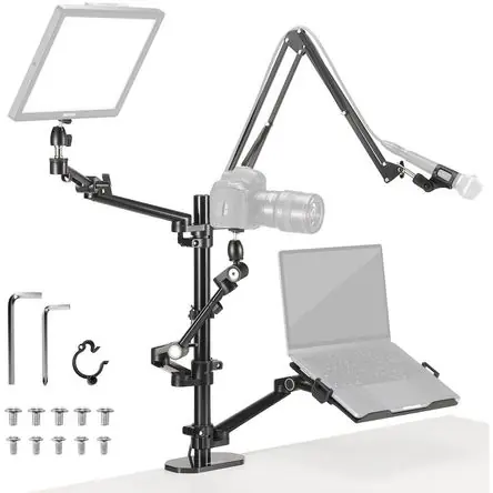 Soporte de Cámara Neewer DS007 con C-Clamp Integrado, Brazos Múltiples, Rotación 360° y Capacidad de Popolare
