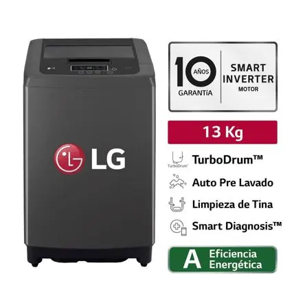 Nuova Collezione Lavadora LG Carga Superior 13 Kg WT13BPBK Negro