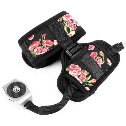 Soporte de Mano y Correa para Muñeca USA GEAR DualGRIP (Floral) - Neopreno Ligero, Ajustable, Conect Scelto Dai Clienti