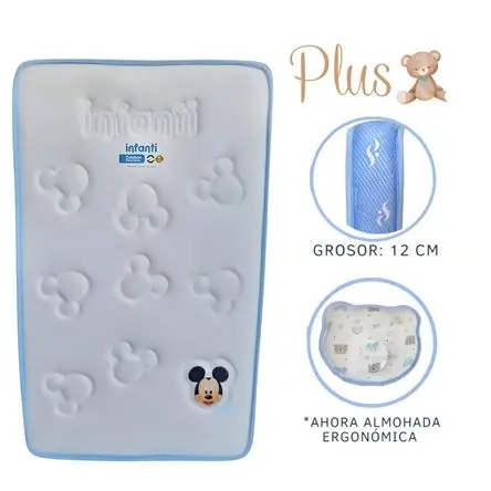 Colchón Plus para Bebé bordes Celeste 12CM Edizione Limitata