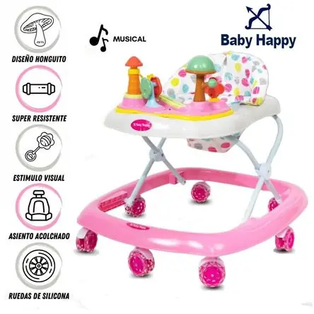 Andador con Tablero Musical «HONGUITO II» Pink Pagamento Sicuro