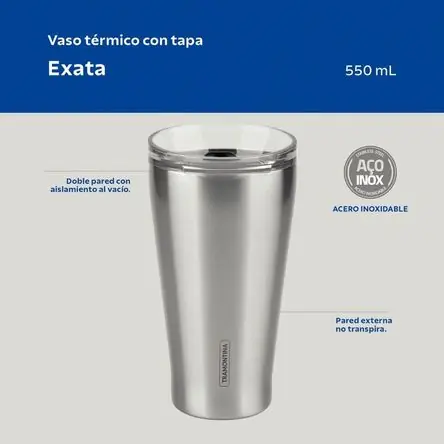 Vaso Térmico de Acero con tapa 550Ml ml Exata - Tramontina- 10167028 Miglior Prezzo