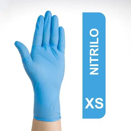 Guantes De Nitrilo Descartables Celestes Talla XS Caja 100 Und Prezzo Conveniente