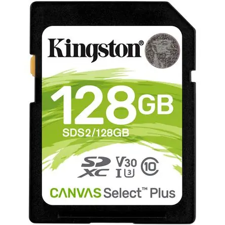Tarjeta de Memoria Kingston 128GB Canvas Select Plus UHS-I SDXC - V30 / U3 / Clase 10, 100 MB/s Lect Spedizione Gratuita