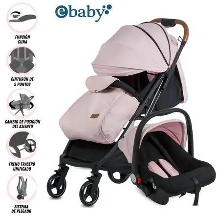 Coche Maleta «TRAVEL HAPPY» con Porta Bebé Pink Spedizione Mondiale