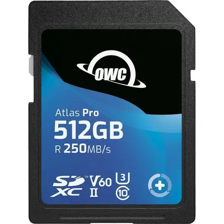 Super Prezzo Tarjeta de Memoria OWC 512GB Atlas Pro UHS-II SDXC - Velocidad de Lectura 250 MB/s, Escritura 130 MB