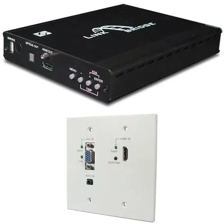 Transmisor de Pared Link Bridge HDBaseT HDMI/VGA y Kit de Receptor con Escalado 5Play (230') Compra Online