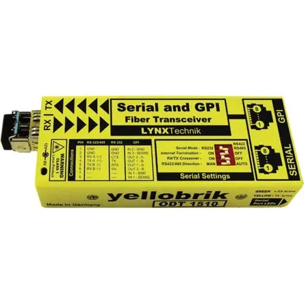 Transceptor de Fibra Monomodo Serial y GPI Lynx Technik AG yellobrik O DT 1510 A Buon Prezzo