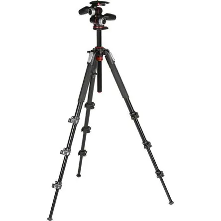 Autentico Trípode de Aluminio Manfrotto MK190XPRO4-3W con Cabezal Pan/Tilt de 3 Vías - Capacidad de Carga 26.5