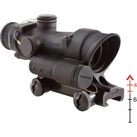 Trijicon 4x32 ACOG con Iluminación LED (Negro Mate, Retícula Chevron Roja) - Retícula BDC, 6 Niveles Di Tendenza