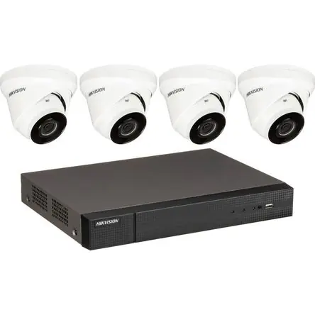 Prezzo Di Fabbrica Kit Hikvision EKI-K41T44 NVR de 4 Canales 8MP con 1TB HDD y 4 Cámaras Turret 4MP con Visión Nocturna