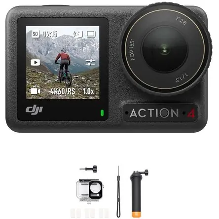 Cámara DJI Osmo Action 4 Combo Estándar con Kit de Accesorios para Buceo - Impermeable, Batería Extr Premium
