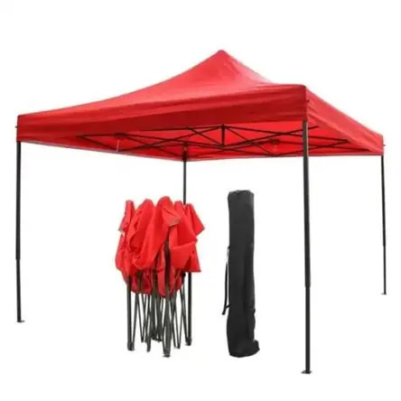Toldo Plegable 3x3M Moderno Resistente Protección Solar para Eventos Ferias Rojo Garanzia Inclusa