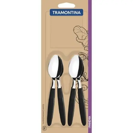 Spedito Oggi Ipanema Cucharita Negro De 12 Piezas TRAMONTINA 23367/900