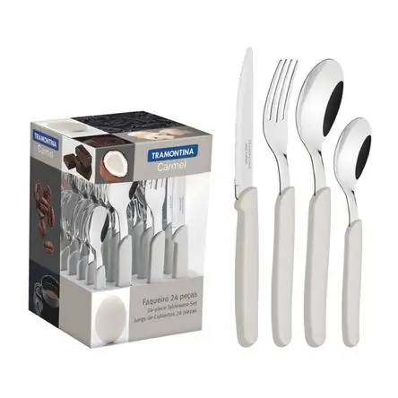Jgo De Cubiertos Tramontina X24 Carmel Blanco Professionale