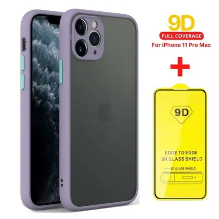 Case Funda Mate Antishock + Mica 9D iPhone 11 Pro Max - Lila Ultima Occasione