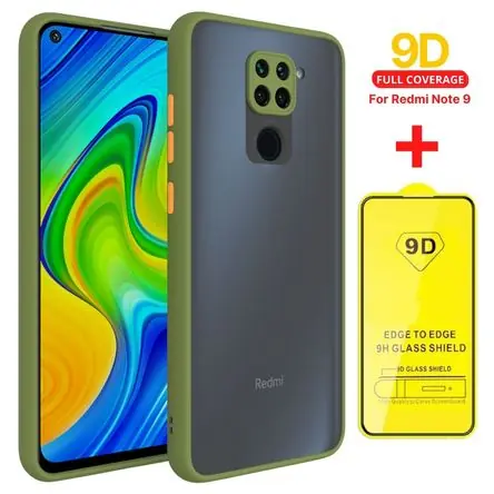 Nuova Collezione Case Funda Mate Antishock + Mica 9D Compatible con Xiaomi Redmi Note 9 - Oliva