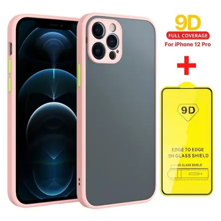 Case Funda Mate Antishock + Mica 9D iPhone 12 Pro - Rosado Artigianale