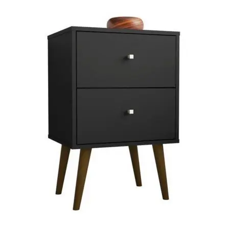 Velador Vintage Premium 2 Cajones Color Negro Occasione
