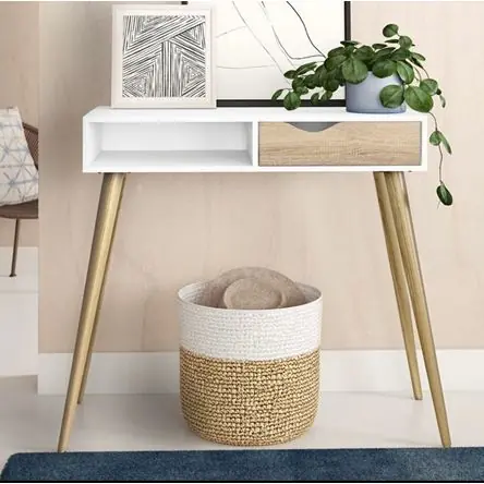 Pagamento Sicuro Escritorio Vintage Julissa 2 Cajones Color Blanco y Duna VENTITAS HOME