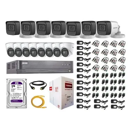 Kit 16 Cámaras de Seguridad Hikvision 5Mp + Disco 1Tb Completo Occasione