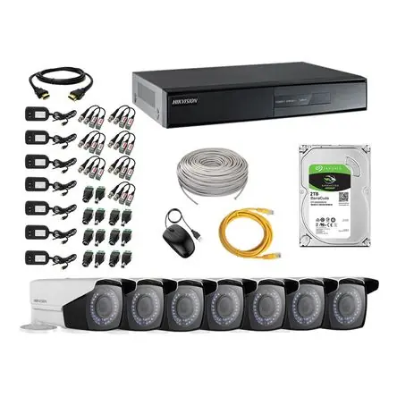 Kit 7 Cámaras de Seguridad Exterior Varifocal Hikvision Full Hd 1080P P2p Disco 2Tb P2P Ordine In Blocco