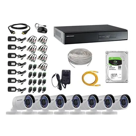 Kit 7 Cámaras de Seguridad Exterior Hikvision Hd 720P + Disco 1Tb P2P Garanzia Inclusa