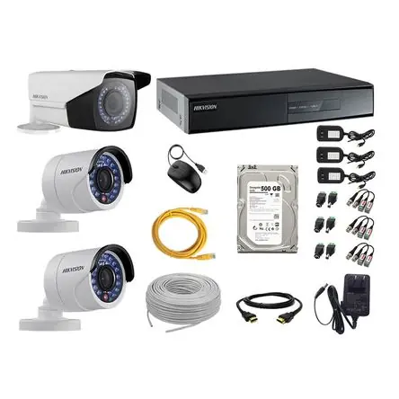 Kit 3 Cámaras de Seguridad Exterior Varifocal Hikvision Full Hd 1080P + Disco 500Gb P2P Non Perdere