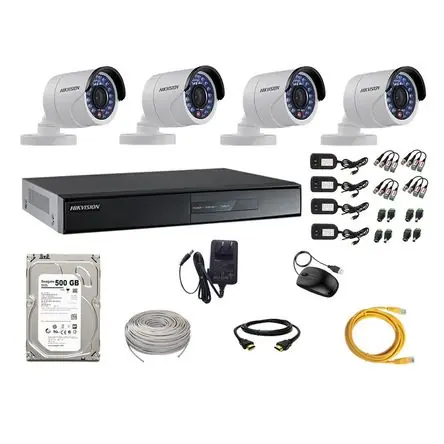 Di Tendenza Kit 4 Cámaras de Seguridad Exterior Hikvision Full Hd 1080P + Disco 500Gb