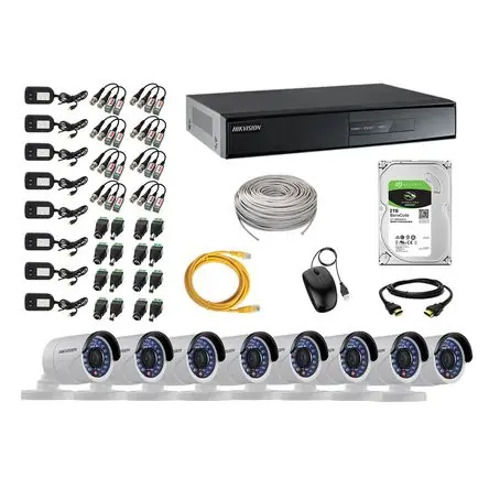 Kit 8 Cámaras de Seguridad Exterior Hikvision Full Hd 1080P + Disco 2Tb Reso Gratuito