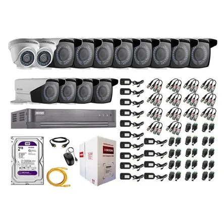 Kit 14 Cámaras de Seguridad Hikvision Full Hd 1080P + Disco 2Tb Mayor Alcance Varifocal Ip66 Ultimissimo Modello