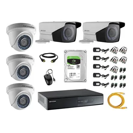 Kit 5 Cámaras de Seguridad Hikvision Full Hd 1080P + Disco 2Tb Mayor Alcance Varifocal P2p Ordine In Blocco