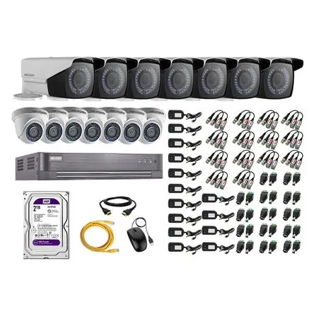Kit 14 Cámaras de Seguridad Hikvision Full Hd 1080P + Disco 2Tb P2p Mayor Alcance Varifocal Ip66 Prezzo Ridotto