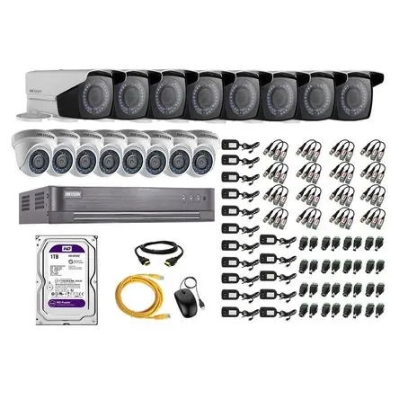 Kit 16 Cámaras de Seguridad Hikvision Full Hd 1080P + Disco 1Tb Mayor Alcance Varifocal P2p All’Ingrosso