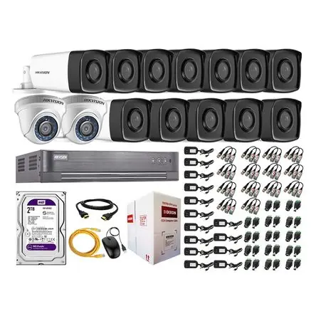 In Voga Kit 14 Cámaras de Seguridad It3F Hikvision Full Hd 1080P + Disco 2Tb Mayor Alcance Hdmi
