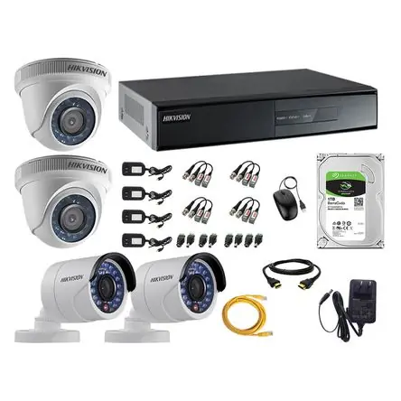Kit 4 Cámaras de Seguridad Hikvision Hd 720P + Disco 2Tb Hdmi P2P Certificato