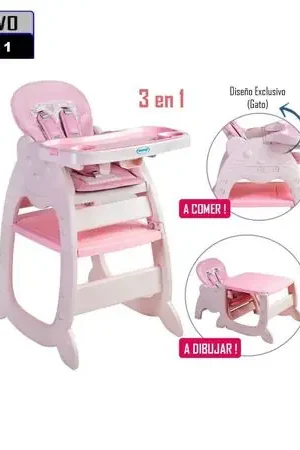 Autentico Silla de Comer Voyage Gato 3 en 1 1600 Rosado