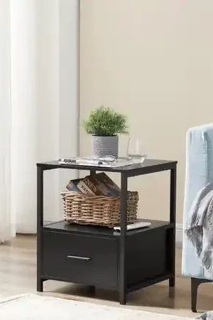 Di Tendenza Velador Mesa Auxiliar Industrial Symone Negro