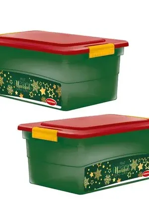 Caja Lokit #30 Navidad Verde con Tapa Roja Polinplast Offerta