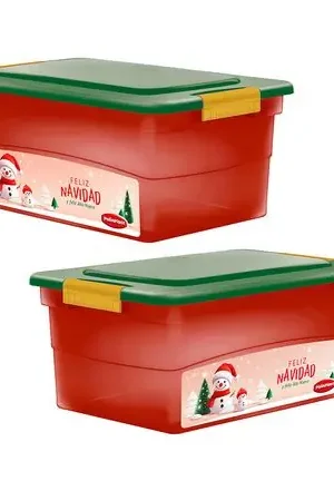 Bestseller Caja Lokit #30 Navidad Roja con Tapa Verde Polinplast