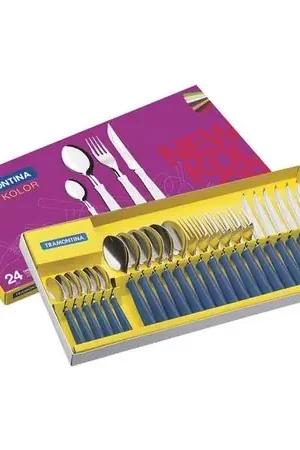 Juego de Cubiertos x 24 Pz New Kolor M/Azul - Acero Inoxidable Must-Have