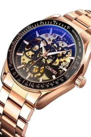 Fatto A Mano Reloj Skmei 9194 Oro Rosa MECANICO Tourbillon AUTOMATICO Correa Acero