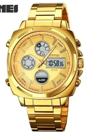 Esclusivo Reloj Skmei 1673 Dorado Correa Acero Digital Analogo. Dorado