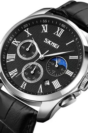 Novità Reloj Skmei 9260 Fase lunar Correa de cuero NEGRO