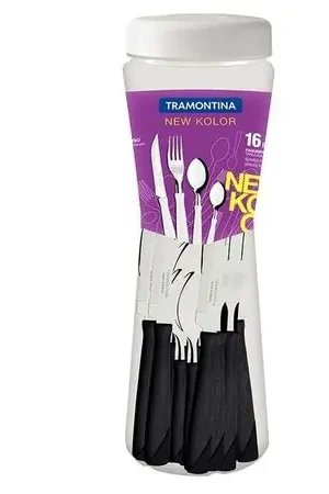 Jgo Cubiertos X 16 Pz Negro New Kolor 23198/081 - Tramontina Migliore Qualità