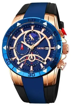 Offerta Del Giorno Reloj Skmei 9270 Azul Oro Rosa Fase lunar Correa de Silicona. Rosa