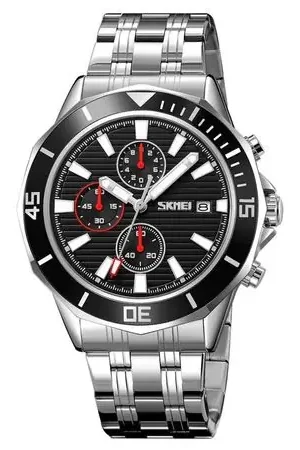Offerta Del Giorno Reloj Skmei 9335 PLATEADO FONDO NEGRO CORREA ACERO NEGRO