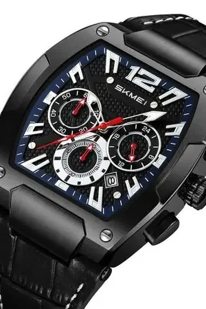 Alta Qualità Reloj Skmei 9357 3 Diales y Cronómetro Correa de cuero Caballero