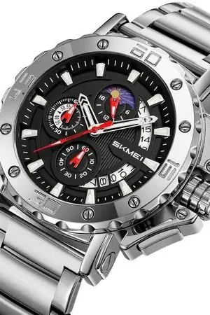 Offerta Limitata Reloj Skmei 9344 MOON PHASE Cronómetro Correa Acero