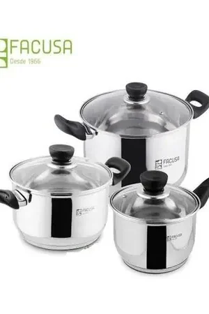 Juego de Ollas Acero Inoxidable tapa Vidrio  6 Piezas Facusa acero Must-Have